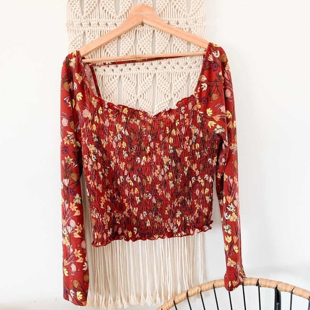 Shirred floral top